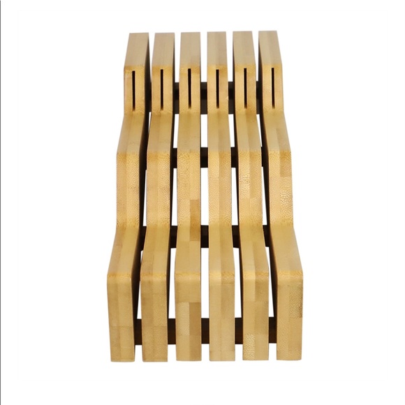 Home Basics|Wave In Drawer Bamboo Knife Block - Picture 3 of 5